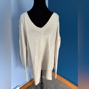LOFT Cream V-Neck Sweater